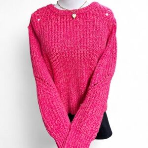 LOFT Vibrant Pink Crew Neck Sweater